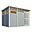 Bertilo Gerätehaus Pentus 3 (Außenmaß inkl. Dachüberstand (B x T): 359 x 265 cm, Holz, Hellgrau) | BAUHAUS