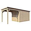Bertilo Gerätehaus Pentus 3 Lounge (Außenmaß inkl. Dachüberstand (B x T): 581 x 265 cm, Holz, Natur) | BAUHAUS