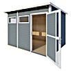 Bertilo Gerätehaus Pentus 3 (Außenmaß inkl. Dachüberstand (B x T): 359 x 265 cm, Holz, Hellgrau) | BAUHAUS