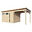 Bertilo Gerätehaus Pentus 3 Lounge (Außenmaß inkl. Dachüberstand (B x T): 581 x 265 cm, Holz, Natur) | BAUHAUS