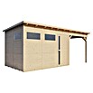 Bertilo Gerätehaus Pentus 3 Lounge (Außenmaß inkl. Dachüberstand (B x T): 581 x 265 cm, Holz, Natur) | BAUHAUS