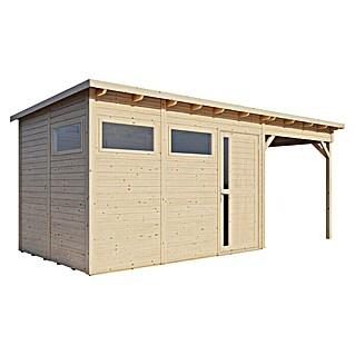 Bertilo Gerätehaus Pentus 3 Lounge (Außenmaß inkl. Dachüberstand (B x T): 581 x 265 cm, Holz, Natur)