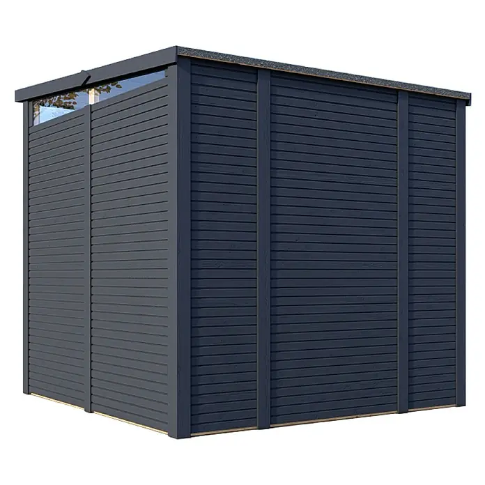 Bertilo Gerätehaus Woodline - Außenmaß inkl. Dachüberstand (B x T): 226 x 240 cm, Holz, Anthrazitgrau - Das Gartenhaus im modernen Design. Die Holzwand bietet Privatsphäre und Schutz vor Wind. Die Fenster sorgen für ausreichend Tageslicht.