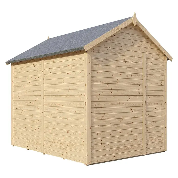 Bertilo Gerätehaus Sylt 3 - Außenmaß inkl. Dachüberstand (B x T): 202 x 252 cm, Holz, Natur - Holzschuppen mit Satteldach und grauem Schindeldach. Ideal für die Gartenaufbewahrung.