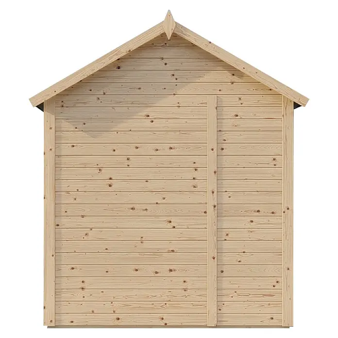 Bertilo Gerätehaus Sylt 2 - Außenmaß inkl. Dachüberstand (B x T): 202 x 191 cm, Holz, Natur - Abbildung eines Holzgartenhauses. Das Häuschen ist hellbraun mit einer Giebelspitze. Das Gartenhaus ist ideal für die Aufbewahrung von Gartengeräten.