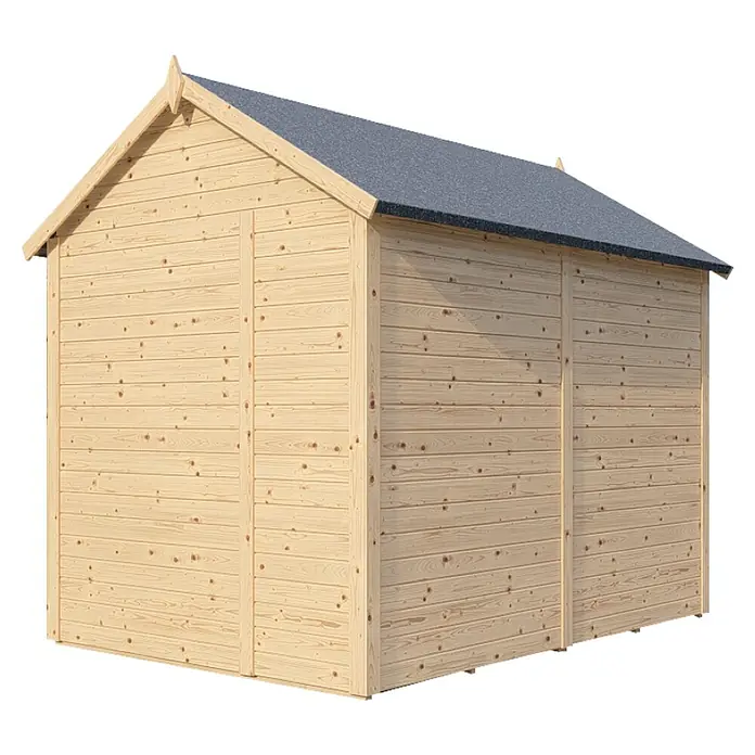 Bertilo Gerätehaus Sylt 3 - Außenmaß inkl. Dachüberstand (B x T): 202 x 252 cm, Holz, Natur - Ein helles Holzgartenhaus mit Satteldach und einfacher Konstruktion, ideal zur Aufbewahrung von Gartengeräten und Werkzeugen.