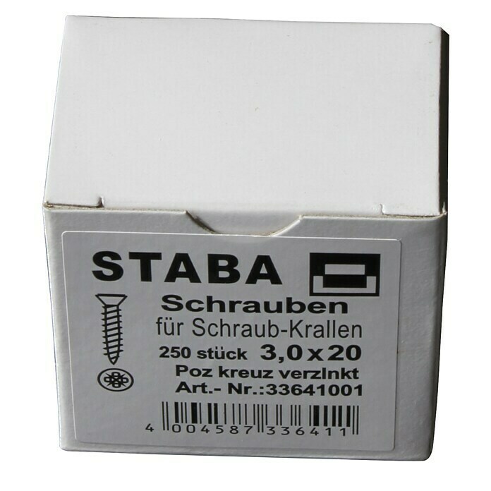 Staba SchraubenDurchmesser: 3 mm, Länge: 20 mm, 250 Stk. Front View