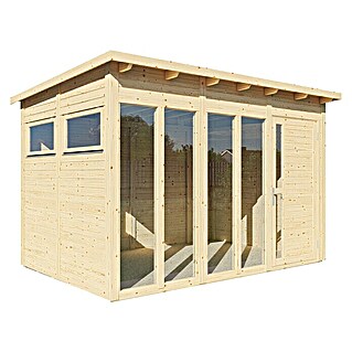 Bertilo Gerätehaus Pentus 3 Office (Außenmaß inkl. Dachüberstand (B x T): 359 x 265 cm, Holz, Natur)