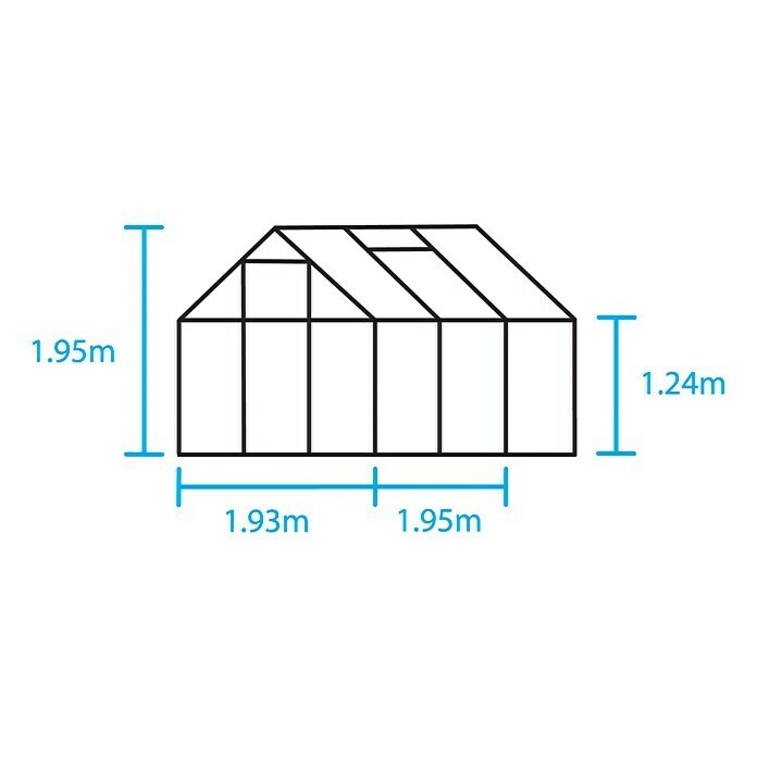 Juliana Gewächshaus Popular 66 (1,95 x 1,93 x 1,95 m, Polycarbonat, Glasstärke: 4 mm, Silbergrau)