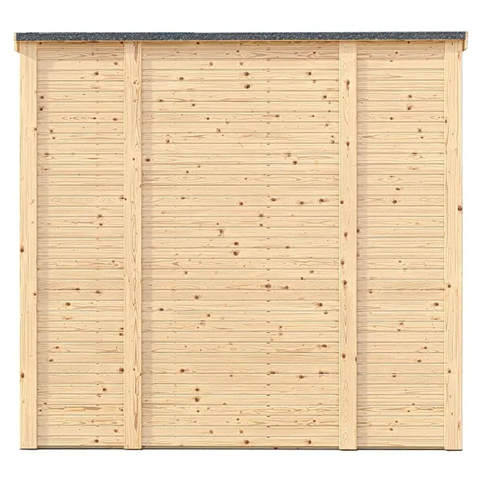 Bertilo Gerätehaus Woodline - Außenmaß inkl. Dachüberstand (B x T): 226 x 240 cm, Holz, Natur - Holzwand mit horizontalen Brettern und vertikalen Stützen. Ideal für Gartenhäuser oder als Sichtschutz.
