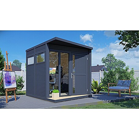 Bertilo Gartenhaus Concept Office (Außenmaß inkl. Dachüberstand (B x T): 237 x 310 cm, Holz, Anthrazit)