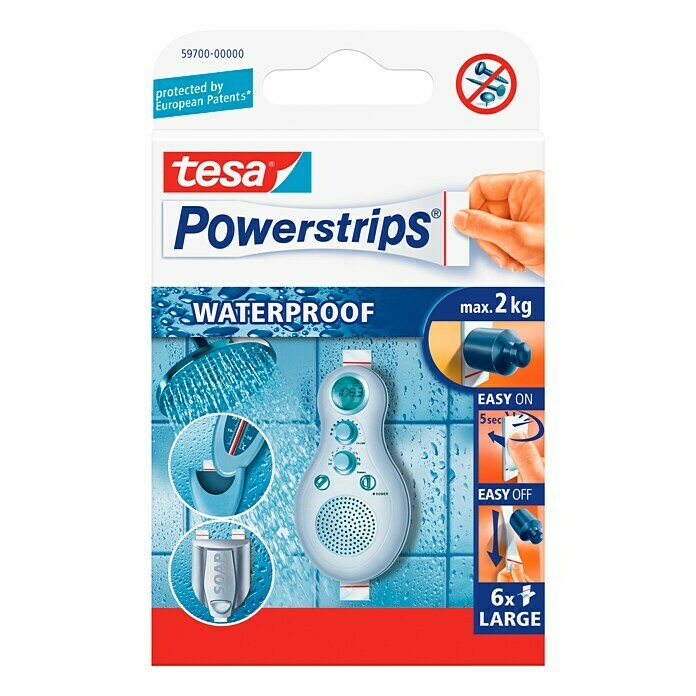 Tesa Powerstrips Waterproof Selbstklebestrip6 Stk. Front View