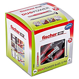 Fischer Duopower Dübel- & Schraubenbox 8 x 65 S PH LD (Durchmesser Dübel: 8 mm, Länge Dübel: 65 mm, 25 Stk., Panheadschraube)