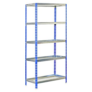 Simonrack Simongarden Estantería metálica Click (Al x An x Pr: 180 x 90 x 40 cm, Número de baldas: 5 ud., Inserción, Azul/Galvanizado)