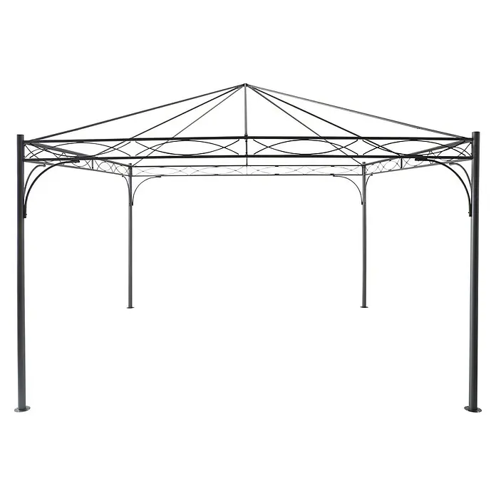 Sunfun Menorca Pavillondach - Grau, Für Sunfun Pavillon Menorca 3x3 - Bild eines grauen Gartenpavillons mit dekorativen Details und stabilem Rahmen. Ideal für Outdoor-Veranstaltungen und als stilvoller Schattenspender.