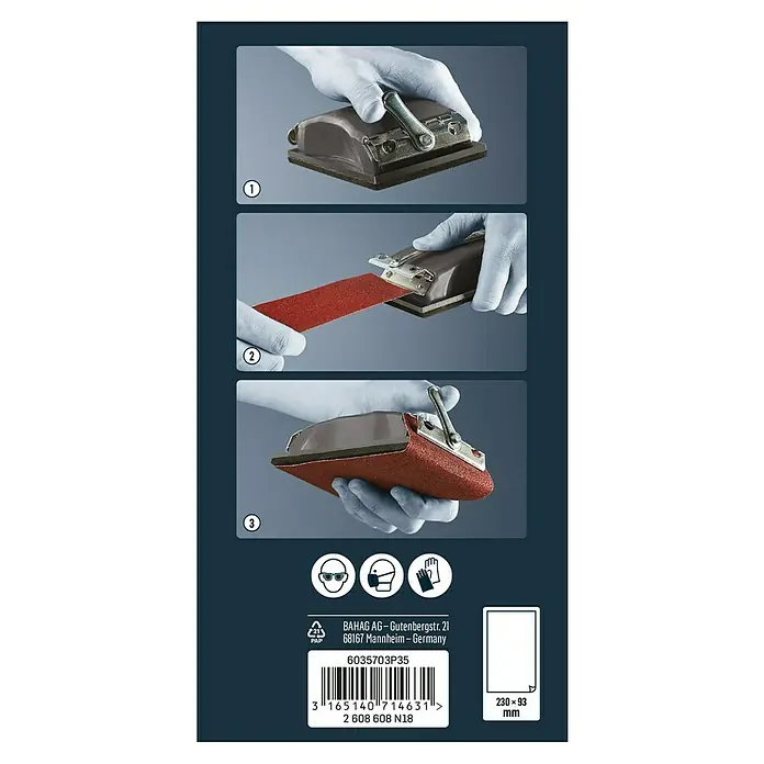 Craftomat Handschleifer Profi - 160 x 85 mm - Anleitung zur Verwendung eines Handschleifers zum Schleifen von Oberflächen mit Schleifpapier.