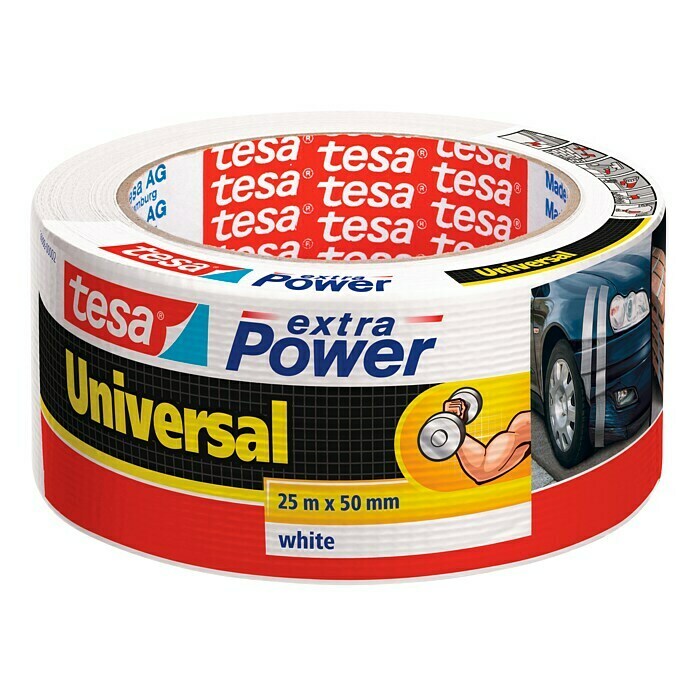 Tesa Extra Power Folienband Universal (Weiß, 25 m x 50 mm)