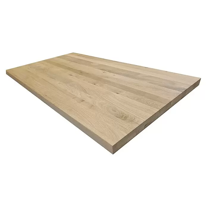 Leimholzplatte Treppenstufe Eiche Rustic - Eiche, Qualitätsstufe Leimholzplatte: B/C, 1.200 x 650 x 40 mm - Diagonale Ansicht