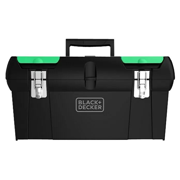 Black+Decker reviva Juego de cajas de herramientas - Plástico, Negro/Verde, 2 pzs. - Caja de herramientas negra Black+Decker con detalles verdes y cierres metálicos, para guardar herramientas.