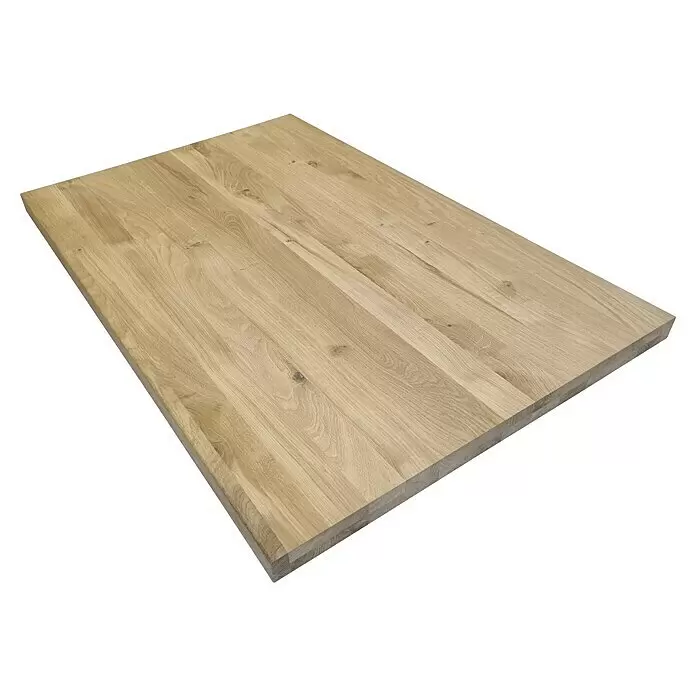 Leimholzplatte Treppenstufe Eiche Rustic - Eiche, Qualitätsstufe Leimholzplatte: B/C, 1.000 x 650 x 40 mm - Diagonale Ansicht