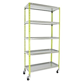 Simonrack Simongarden Estantería metálica Click Mobile (Al x An x Pr: 187,5 x 90 x 50 cm, Número de baldas: 5 ud., Inserción, Verde/Galvanizado)