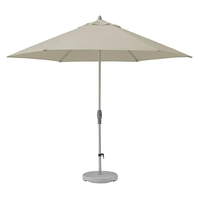 Suncomfort Marktschirm rund Shell Turn - Light Taupe, Durchmesser Bespannung: 300 cm - Sonnenschirm in neutralem Farbton mit solidem Ständer, ideal für den Garten oder die Terrasse, bietet angenehmen Schatten und Schutz vor der Sonne.