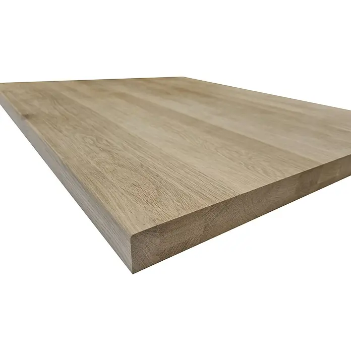 Leimholzplatte Treppenstufe Eiche - Eiche, Qualitätsstufe Leimholzplatte: A/B, 800 x 650 x 40 mm - Helle Holzplatte mit abgerundeten Kanten, ideal für Möbelbau und Inneneinrichtung. Die Oberfläche ist glatt und natürlich.