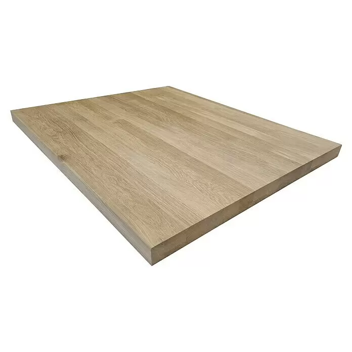 Leimholzplatte Treppenstufe Eiche - Eiche, Qualitätsstufe Leimholzplatte: A/B, 800 x 650 x 40 mm - Massivholzplatte aus heller Eiche mit Naturmaserung, ideal für Arbeitsplatten oder Regale.
