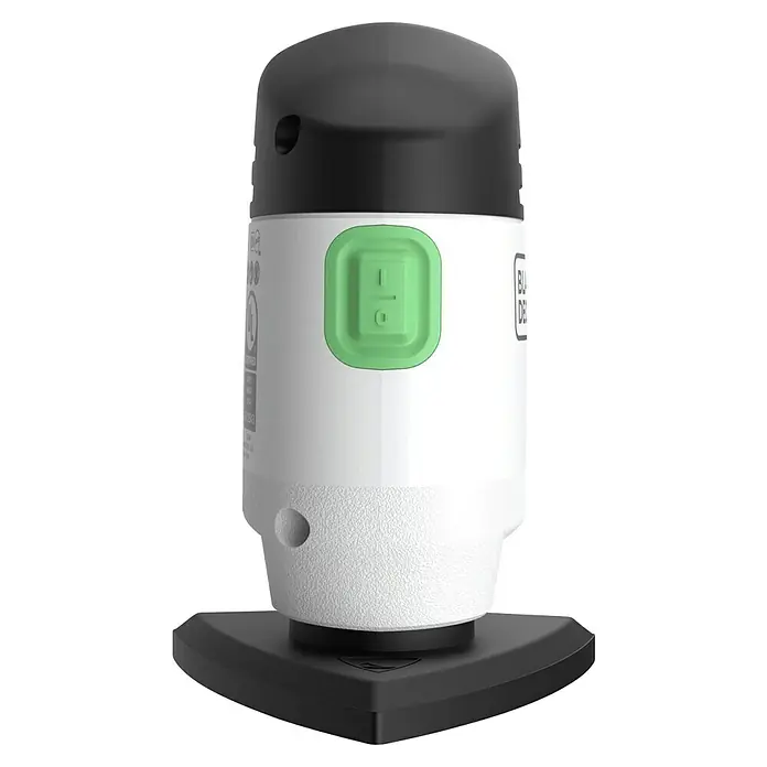 Black+Decker reviva Lijadora delta de batería - 12 V, 1,5 Ah, 11.000 r.p.m. - Imagen de una lijadora inalámbrica BLACK+DECKER, que muestra su interruptor verde y base negra. El aparato es blanco y tiene un diseño compacto.
