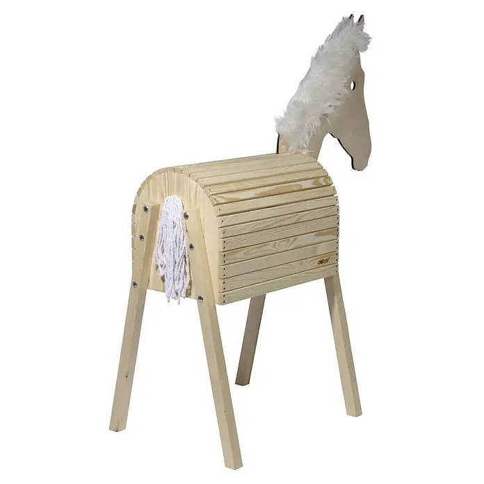 Dobar Holzpferd Amadeus - L x B x H: 108 x 48 x 137 cm, Altersempfehlung: 3 Jahre - Holzspielzeugpferd mit hellem Holz und weißer Mähne. Handgefertigtes Spielzeug für Kinder zum fantasievollen Spielen im Kinderzimmer.