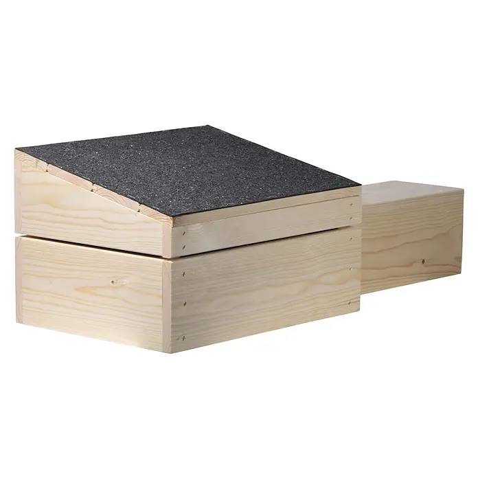 Dobar Igelhaus - 74,5 x 29 x 24 cm, Holz, Braun/Schwarz - Ein Holzkasten mit schrägem Dach und kleinem Holzwürfel. Ideal für Bastelprojekte oder als dekoratives Element.