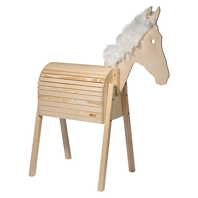 Dobar Holzpferd Amadeus - L x B x H: 108 x 48 x 137 cm, Altersempfehlung: 3 Jahre - Handgefertigtes Holzpferd „debar“ für Kinder, naturbelassen und robust für fantasievolles Spielen im Innenbereich.