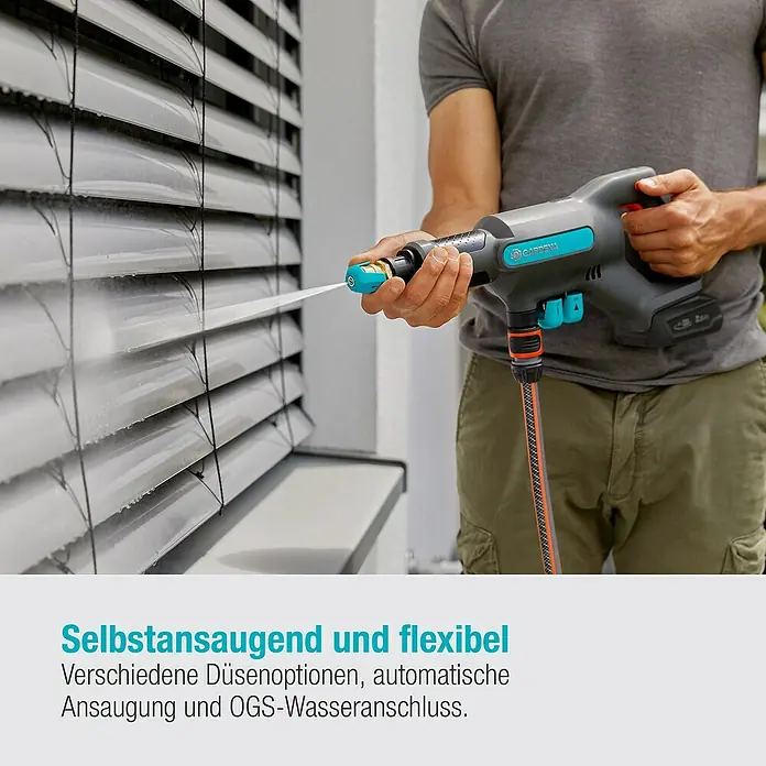 Gardena Power for All 18V Akku-Druckreiniger AquaClean 24/18V PR - 18 V, 1 Akku, 2,5 Ah - Der Gardena Akku-Reiniger AquaClean 24 im Einsatz. Vielseitig und flexibel für die Reinigung im Garten und rund ums Haus.