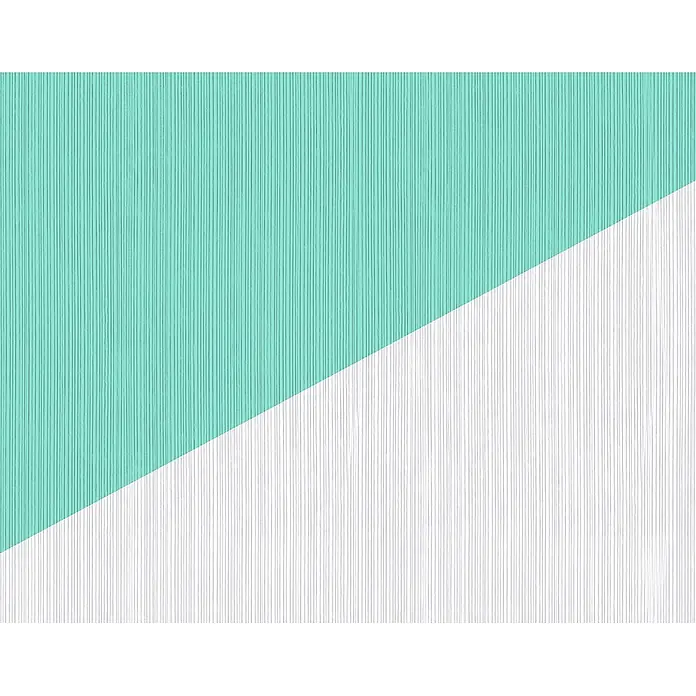 Atlantis Design Vliestapete Längsstruktur - Weiß, Uni, 10,05 x 0,53 m - Zweifarbiger vertikaler Textur-Hintergrund mit einer hellgrünen oberen Hälfte und einer weißen unteren Hälfte, die durch eine Diagonale getrennt sind.