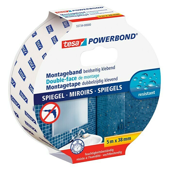 Tesa Powerbond Montageband Spiegel (5 m x 38 mm)