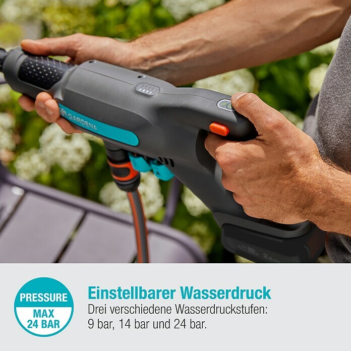 Gardena Power for All 18V Akku-Druckreiniger AquaClean 24/18V PR (18 V, 1 Akku, 2,5 Ah) | BAUHAUS