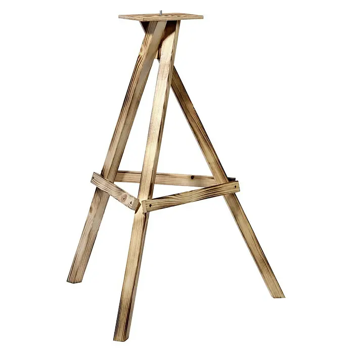 Dobar Vogelhausständer - L x B x H: 60 x 60 x 90 cm, Kiefer, Braun - Dieser Holzeasel aus Kiefernholz ist ideal zum Präsentieren von Kunstwerken und verfügt über ein robustes, rustikales Design und eine verstellbare Höhe.