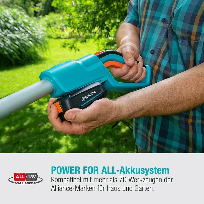 Gardena Power for All 18V Teleskop-Heckenschere - 18 V, 1 Akku, Schwertlänge: 42 cm - Das Gardena Akkusystem mit einem 18V Akku, kompatibel mit über 70 Werkzeugen der Alliance-Marken für Haus und Garten.