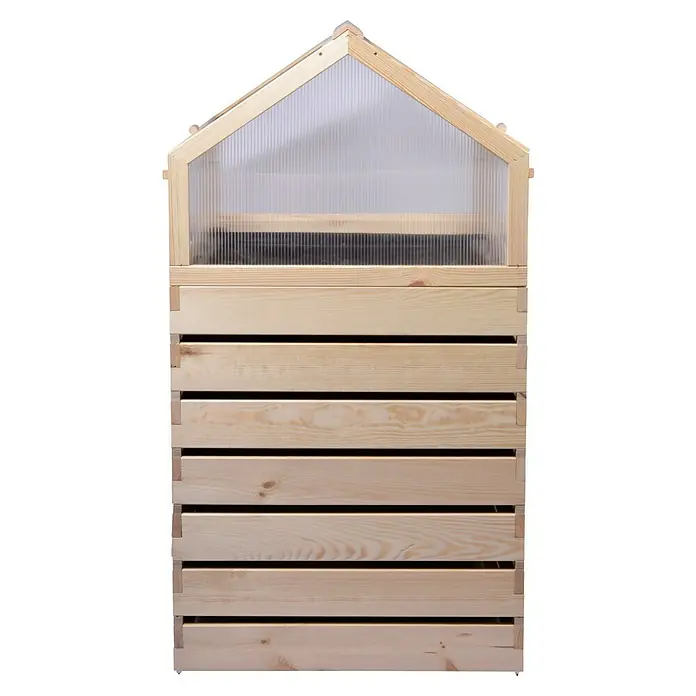 Dobar Hochbeet Hathi - L x B x H: 100 x 70 x 130 cm, Holz, Natur - Ein geräumiges Hochbeet mit Frühbeetaufsatz aus Holz, ideal für den Garten oder Balkon.