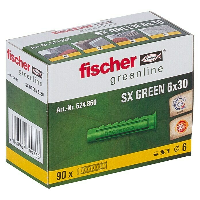 Fischer Spreizdübel SX Plus (Ø x L: 6 x 30 mm, Nylon, 90 Stk., Mit Rand) | BAUHAUS