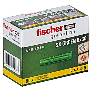 Fischer Spreizdübel SX Plus (Ø x L: 6 x 30 mm, Nylon, 90 Stk., Mit Rand)