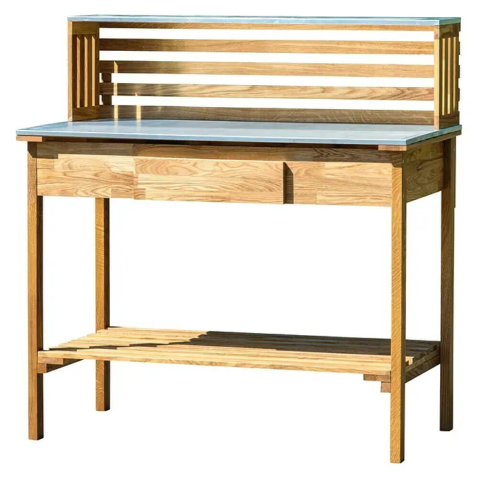 Dobar Pflanztisch Eiche - L x B x H: 117 x 62 x 124 cm - Dieser Werktisch bietet eine große Arbeitsfläche und Stauraum. Ideal für Hobbyhandwerker und Gärtner.