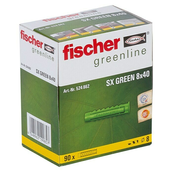 Fischer Spreizdübel SX Plus (Ø x L: 8 x 40 mm, Nylon, 90 Stk., Mit Rand) | BAUHAUS