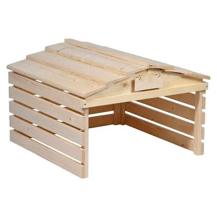 Dobar Mähroboter-Garage - L x B x H: 78,5 x 74 x 52,5 cm, Natur - Das ist ein hölzerner Kompostbehälter mit Deckel, ideal für die Gartenabfallverwertung und Kompostierung im eigenen Garten.