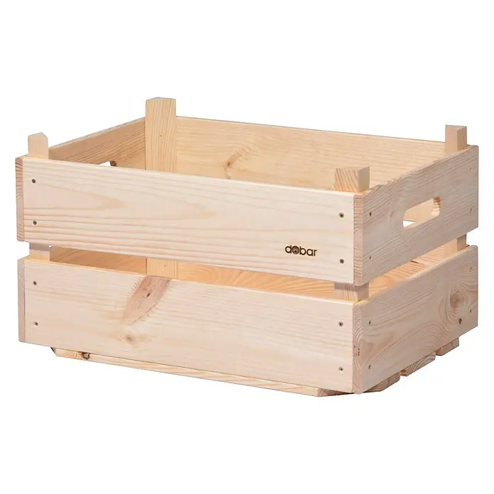 Dobar Vorratskiste - L x B x H: 53 x 37 x 31,5 cm - Helle Holzkiste mit Griffen und "debar" Logo, ideal zur Aufbewahrung und Dekoration. Robuste und vielseitige Lagerlösung.