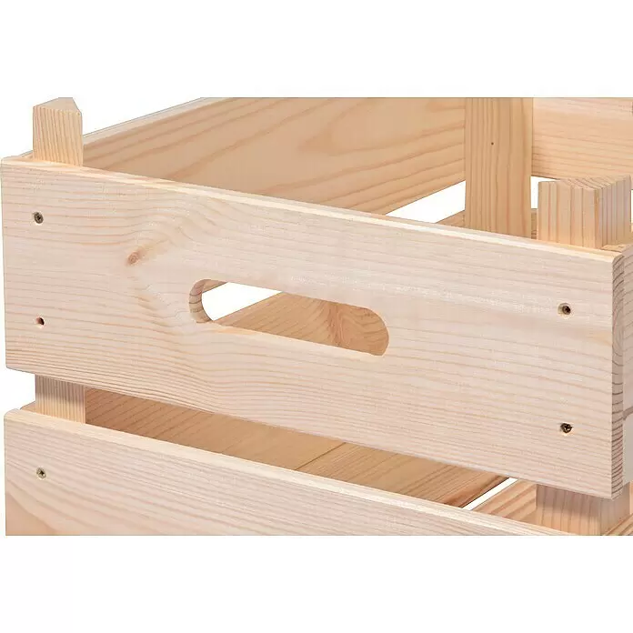 Dobar Vorratskiste - L x B x H: 53 x 37 x 31,5 cm - Helle Holzkiste mit integriertem Griff zum Tragen und Aufbewahren.