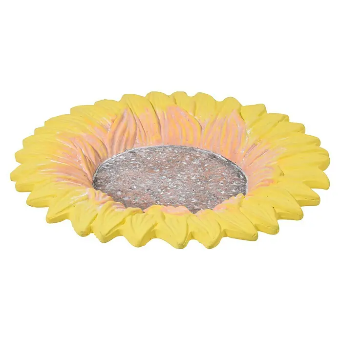 Dobar Insektentränke Fiore - Gelb, Ø x H: 30,5 x 4 cm, Keramik - Nahaufnahme einer dekorativen Sonnenblumen-Schale, ideal für stilvolle Präsentation von kleinen Gegenständen oder als Zierstück.