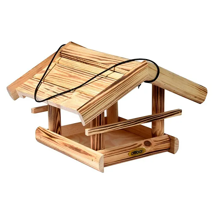 Dobar Vogelhaus Quemado - 30 x 34,5 x 22,5 cm, Holz, Braun - Ein detailreicher Holzvogelhäuschen mit einem schützenden Dach und einer robusten Konstruktion, ideal für den Garten.
