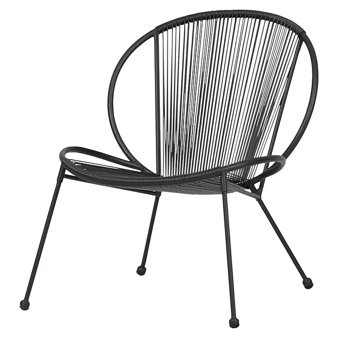 Sunfun Loungemöbel-Set Maja/String - 4 -tlg., Aluminium/Polyesterfaser, Metall/Kunststoff, Anthrazit/Schwarz - Elegante schwarze Rattanstuhl mit minimalistischem Design, perfekt für jeden modernen Wohnraum. Die filigrane Konstruktion sorgt für Komfort und Stil.