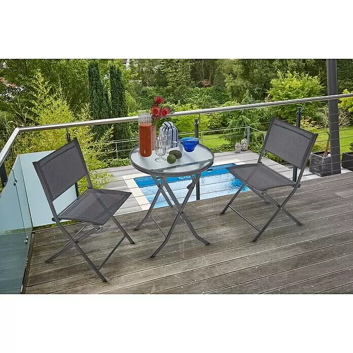 Sunfun Maja Gartenstuhl - Stahl/Textilen, Klappbar, Grau, B x T x H: 52 x 46 x 81 cm - Stimmungsaufnahme
